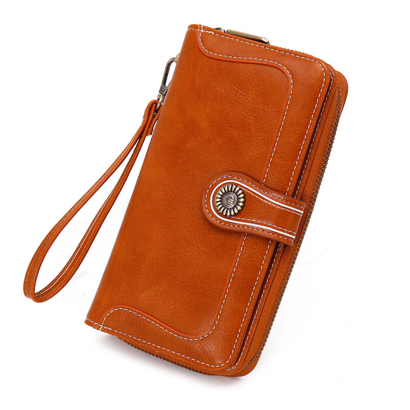 Classic oil waxed leather long wallet