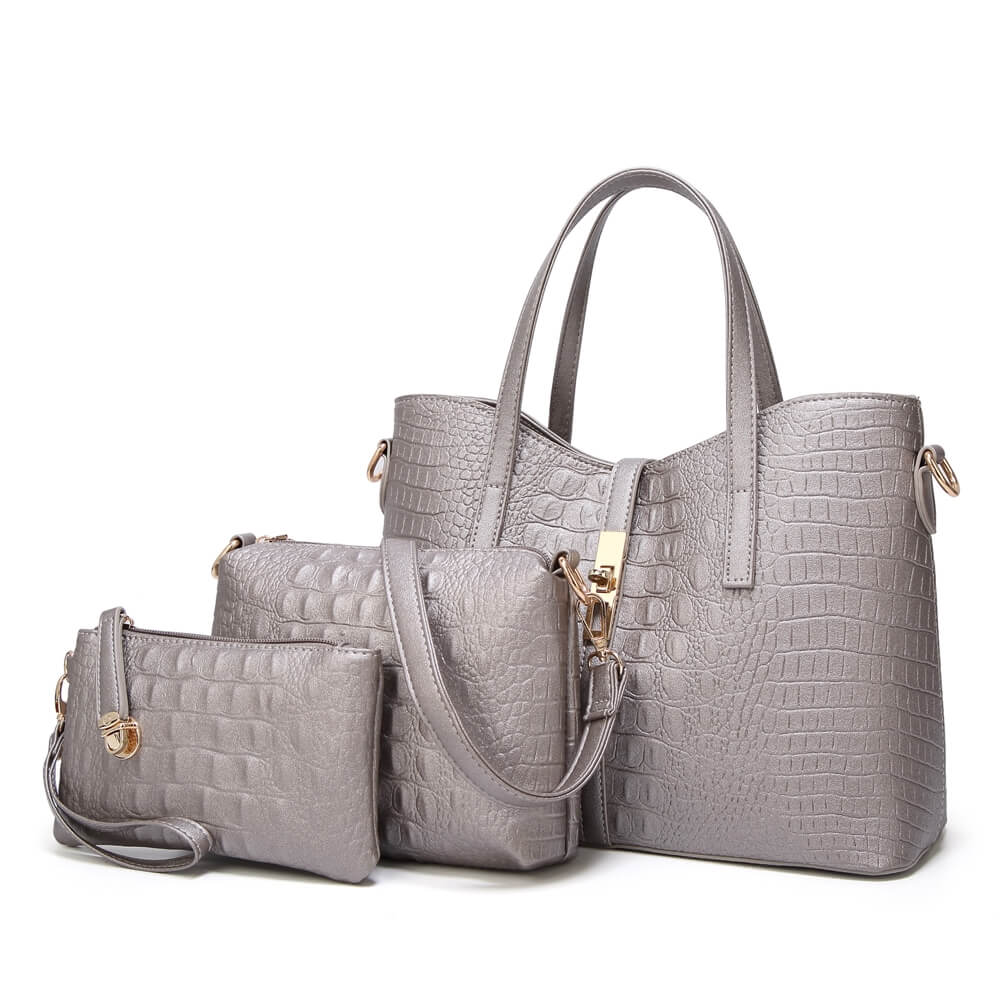 PU Crocodile Ladies Handbag Sets