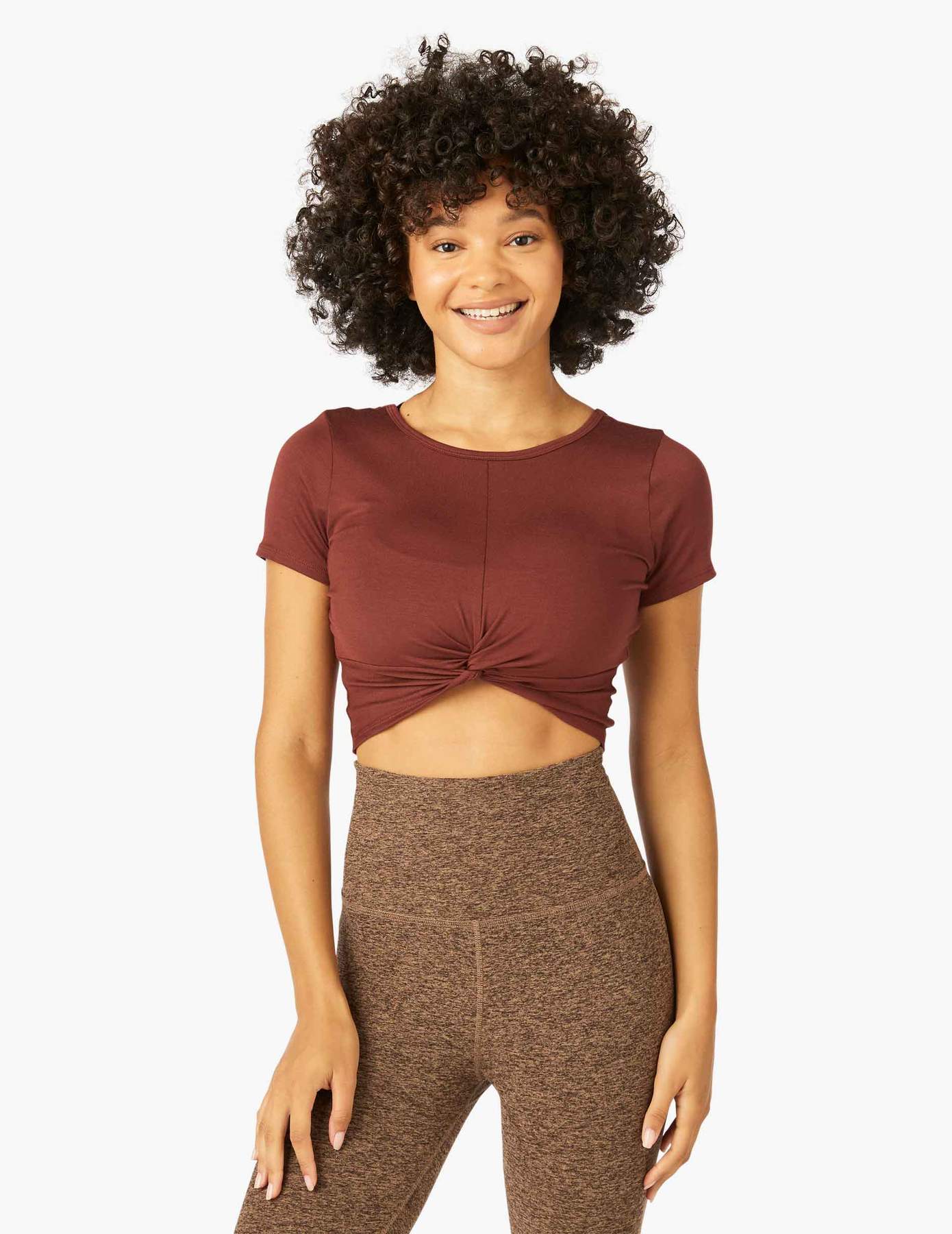 Popular Twisted Reversible Cotton Spandex Cropped Women's YogaTee
